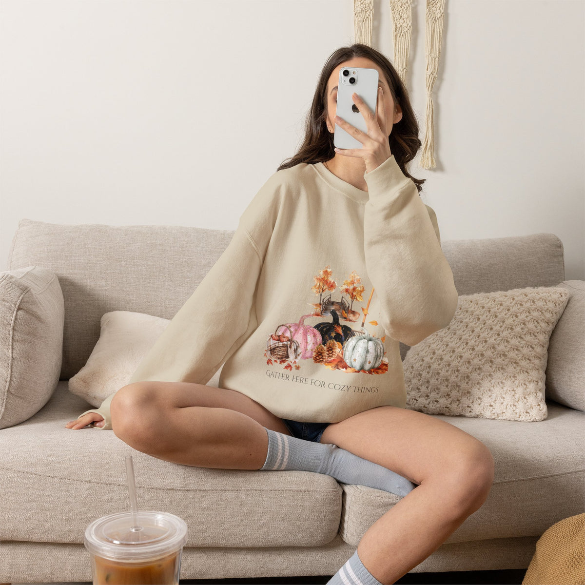 Vintage Gather Here for Cozy Things — Whimsical Fall Design