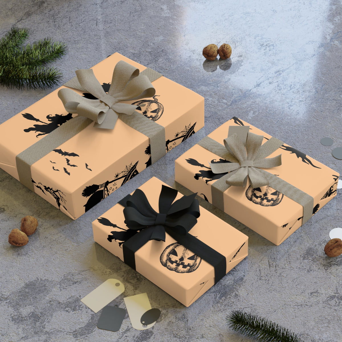 Spooky Halloween Wrapping Paper | Witches, Pumpkins & Haunted Houses