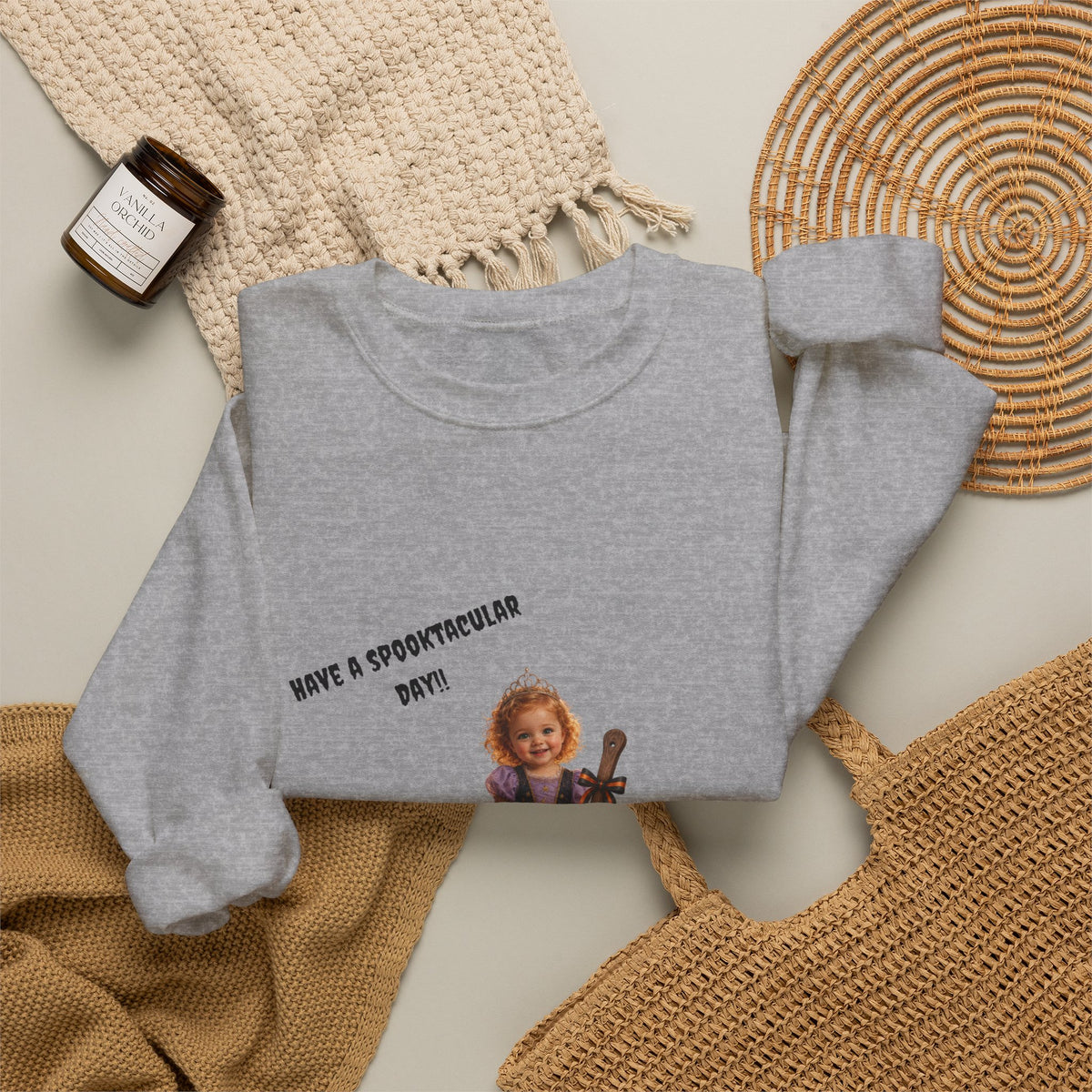 Halloween Witch Kid Crewneck Sweatshirt — "Have a Spooktacular Day"