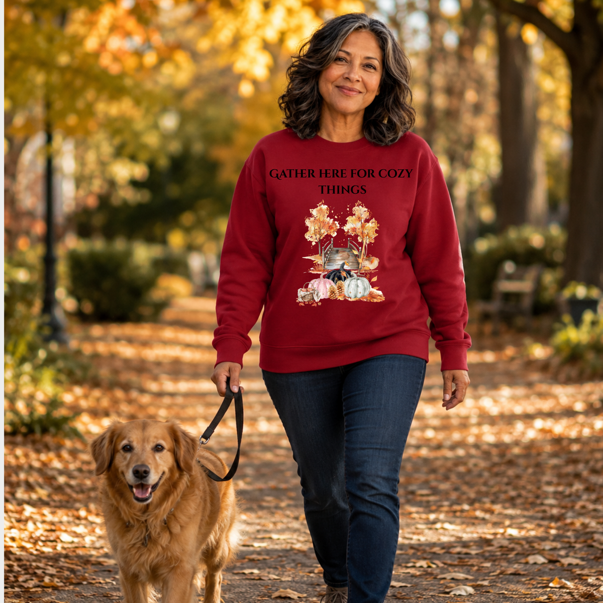 Vintage Gather Here for Cozy Things — Whimsical Fall Design