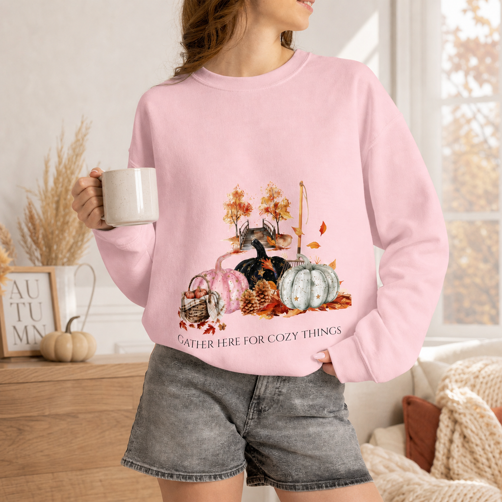 Vintage Gather Here for Cozy Things — Whimsical Fall Design