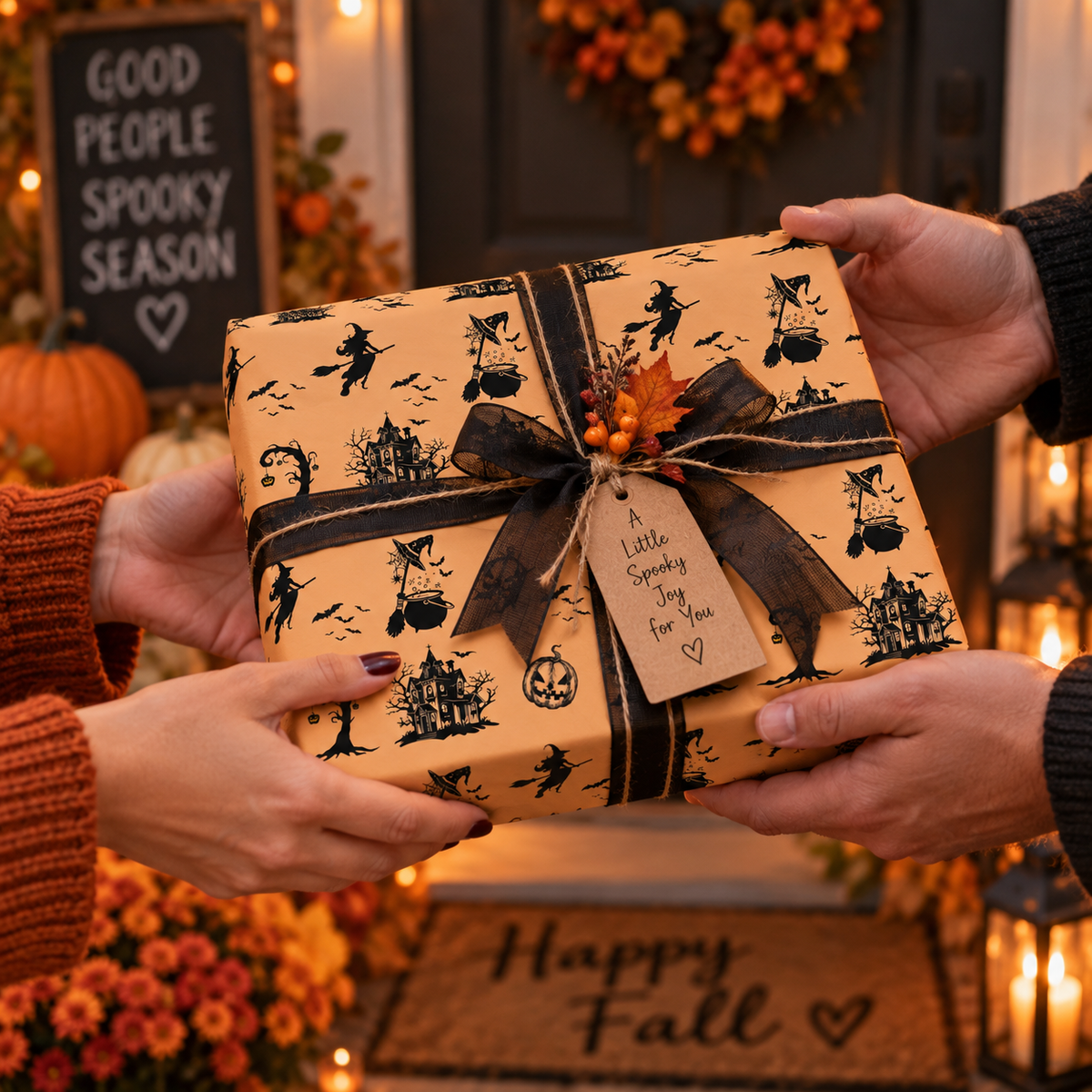 Spooky Halloween Wrapping Paper | Witches, Pumpkins & Haunted Houses