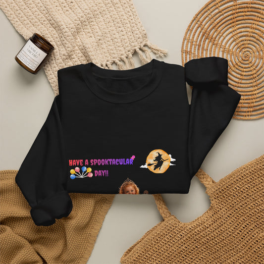 Halloween Witch Kid Crewneck Sweatshirt — "Have a Spooktacular Day"