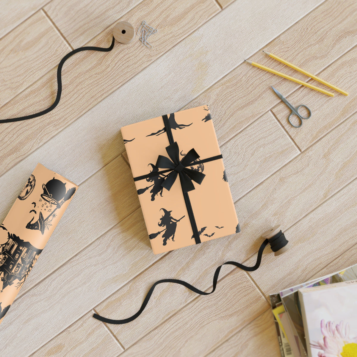 Spooky Halloween Wrapping Paper | Witches, Pumpkins & Haunted Houses