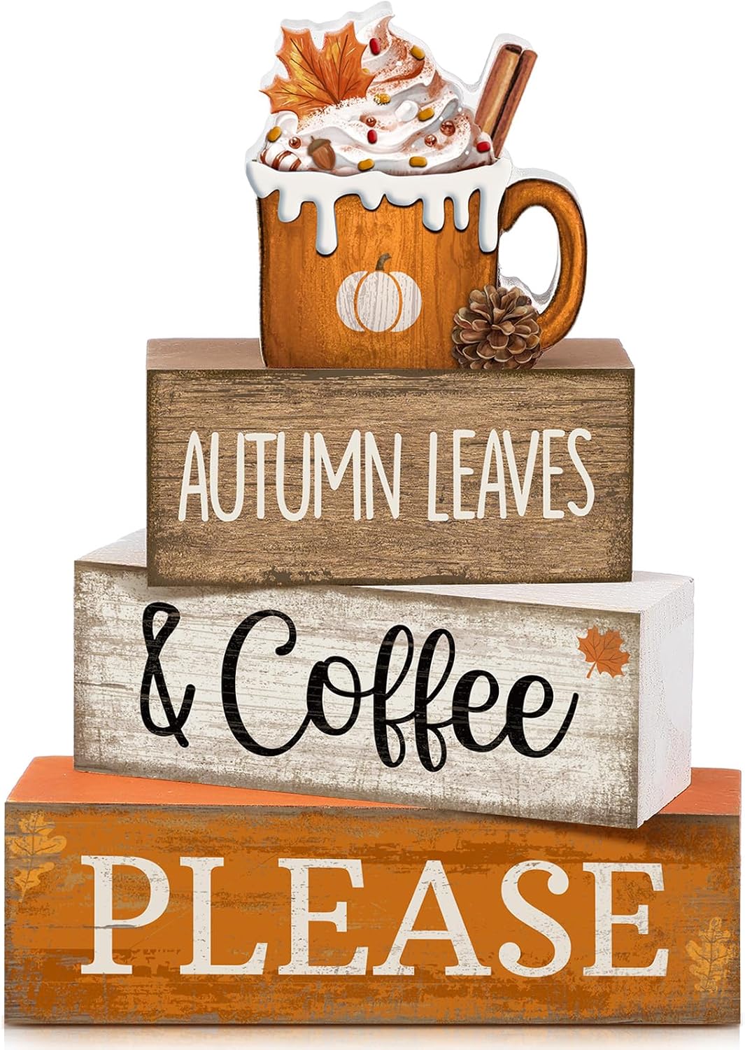 Spooktacular 4-Piece Wooden Ghost Coffee Table Decor for Halloween