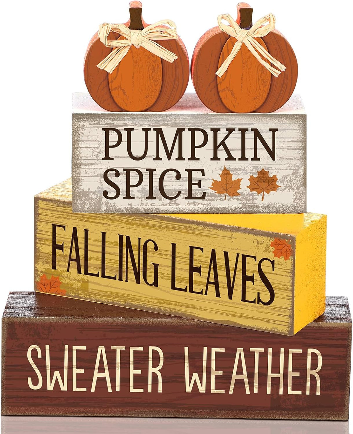 Spooktacular 4-Piece Wooden Ghost Coffee Table Decor for Halloween