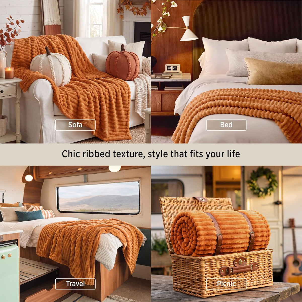 Soft Throw Blanket for Couch and Bed Decor