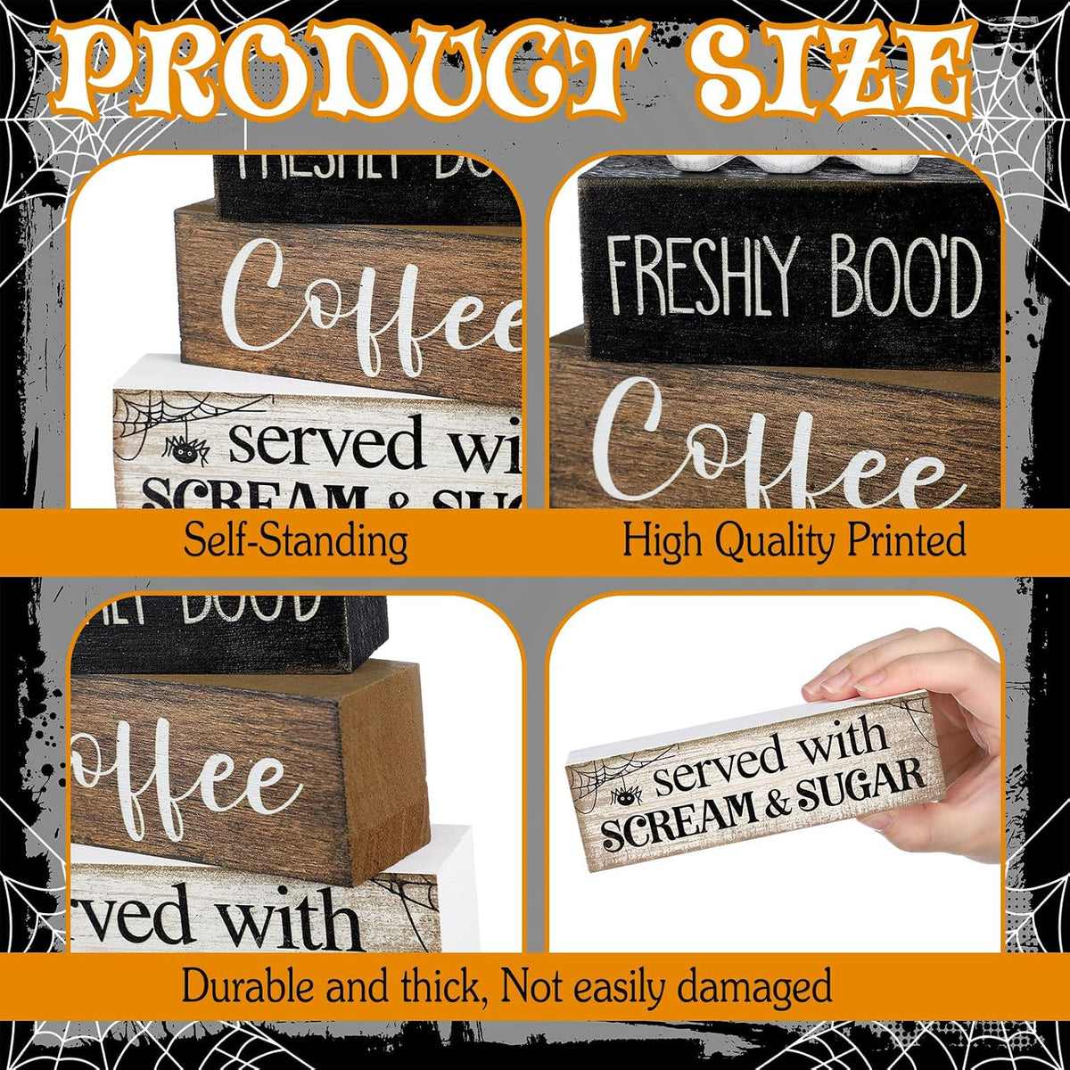 Spooktacular 4-Piece Wooden Ghost Coffee Table Decor for Halloween